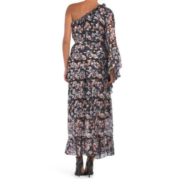 NEW Dalia Macphee One Shoulder Floral Maxi Dress Size Medium - Picture 2 of 7